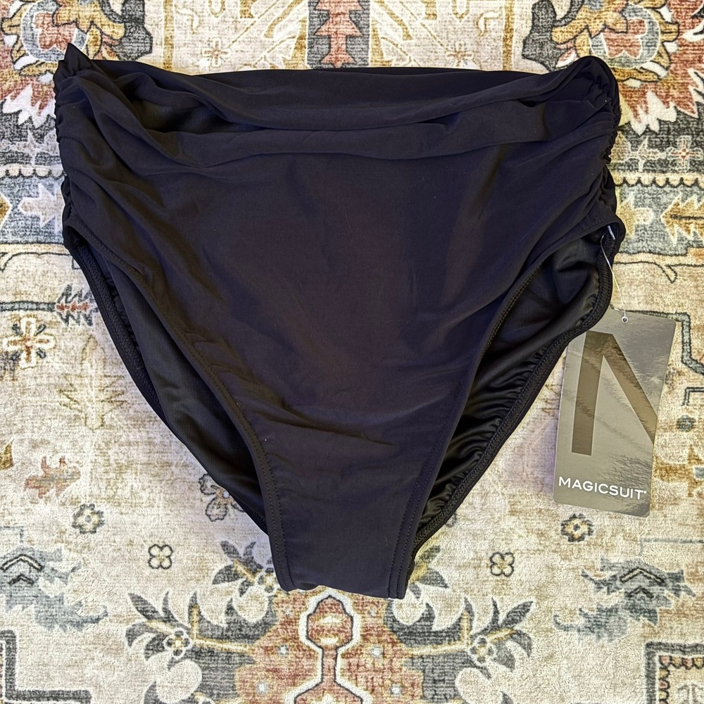 Magicsuit Solid Black High Waist Slimming Swim Brief Bottom Swim Suit Sz 16 NWT